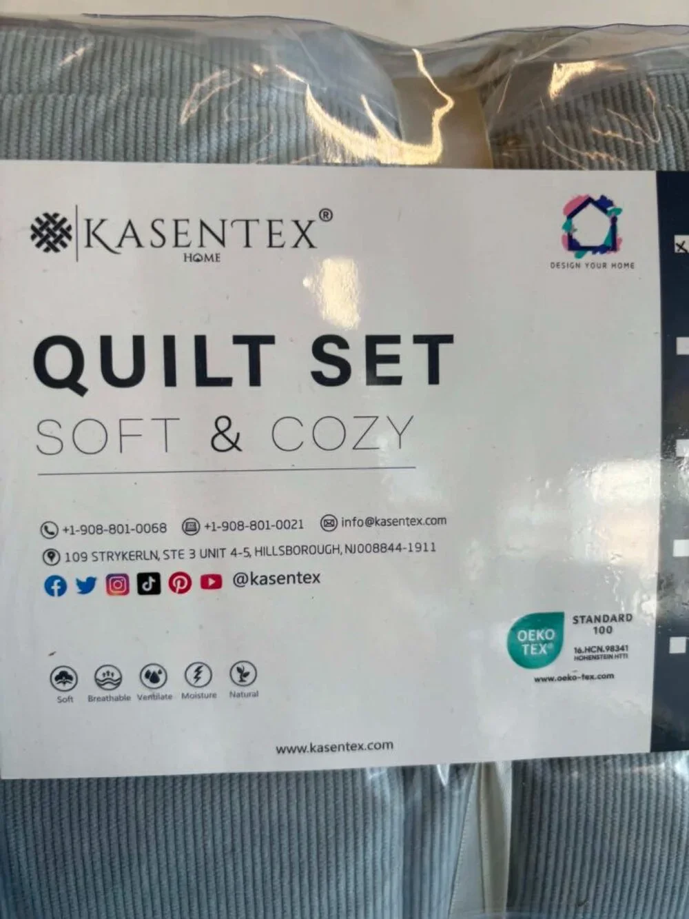 Kasentex Home Quilt Set Soft & Cozy Size Twin P1